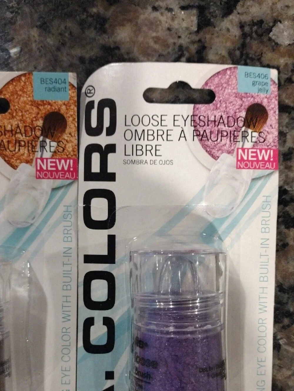Lot of 2 L.A COLORS Shimmer Loose Eyeshadow radiant & grape jelly 0.10 oz new